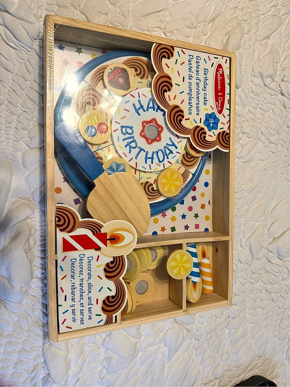 Melissa & Doug Wooden Birthday Cake Play Food Set Multicolor & Blue